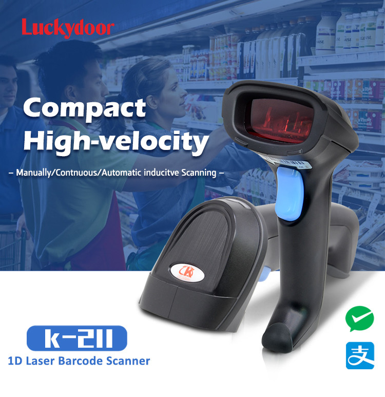 Handheld Wired POS Barcode Scanner Supermarket Checkout USB RS232 1D Bar Code Reader
