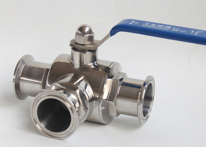 1.5 Inch AISI 304 Stainless Steel Sanitary Valves - 3 Way Ball Valve Tri Clamp