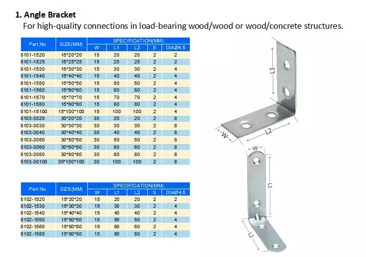 Stainless Steel Wood Connector Angle Bracket Galvanized Steel Bracket Customized