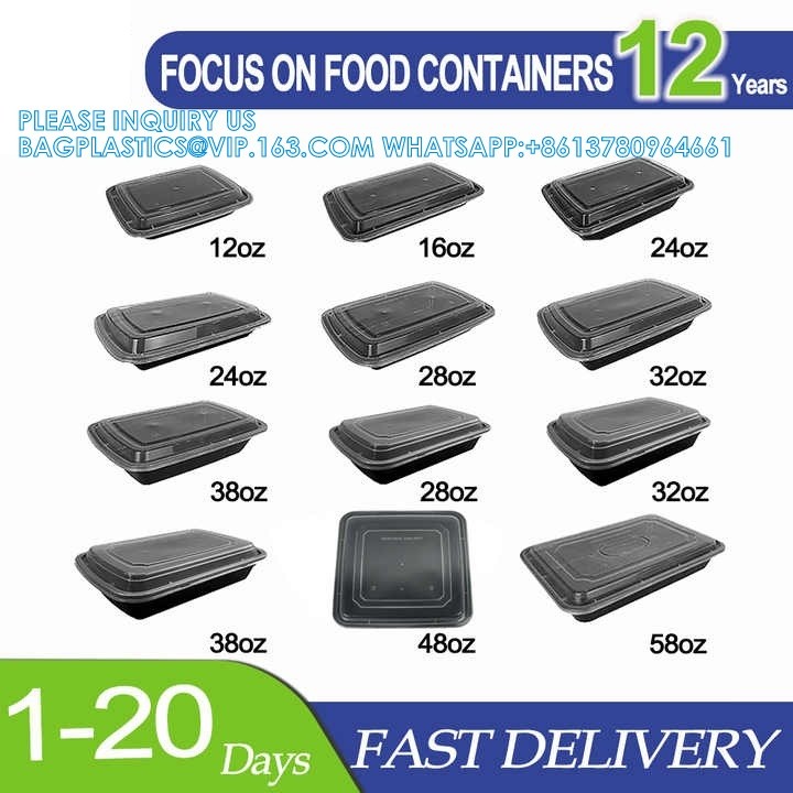 Custom 5 compartment 6 Compartment recyclable Bento Food Containers Take Away Disposable Plastic Lunch Bento Box