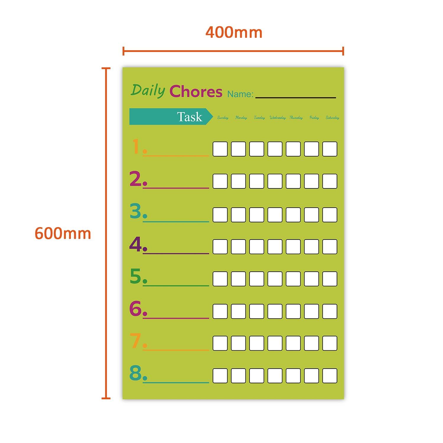 Customizable Erasable Daily Weekly Monthly Chore Chart Preschool Reward Chart 60x40cm