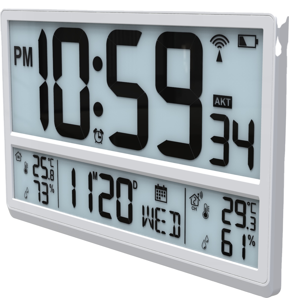 Modern Design Digital Wall Clock with Indoor and Outdoor Temperature Monitoring