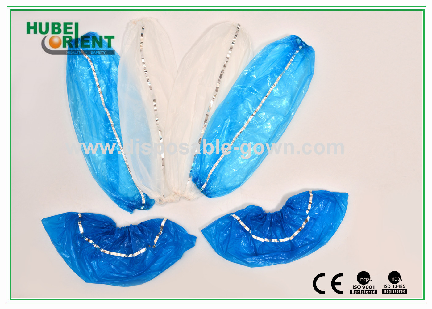 Food Industry Disposable Plastic Arm Sleeves with Tacking Thread