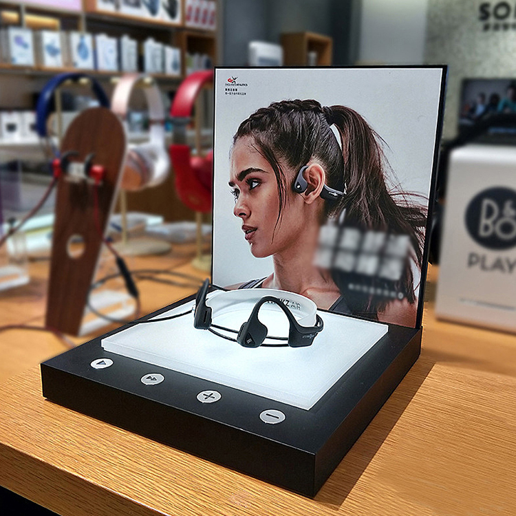 Customized Cosmetic Display Stand Tabletop Splendid Telephone Headset Holder Acrylic
