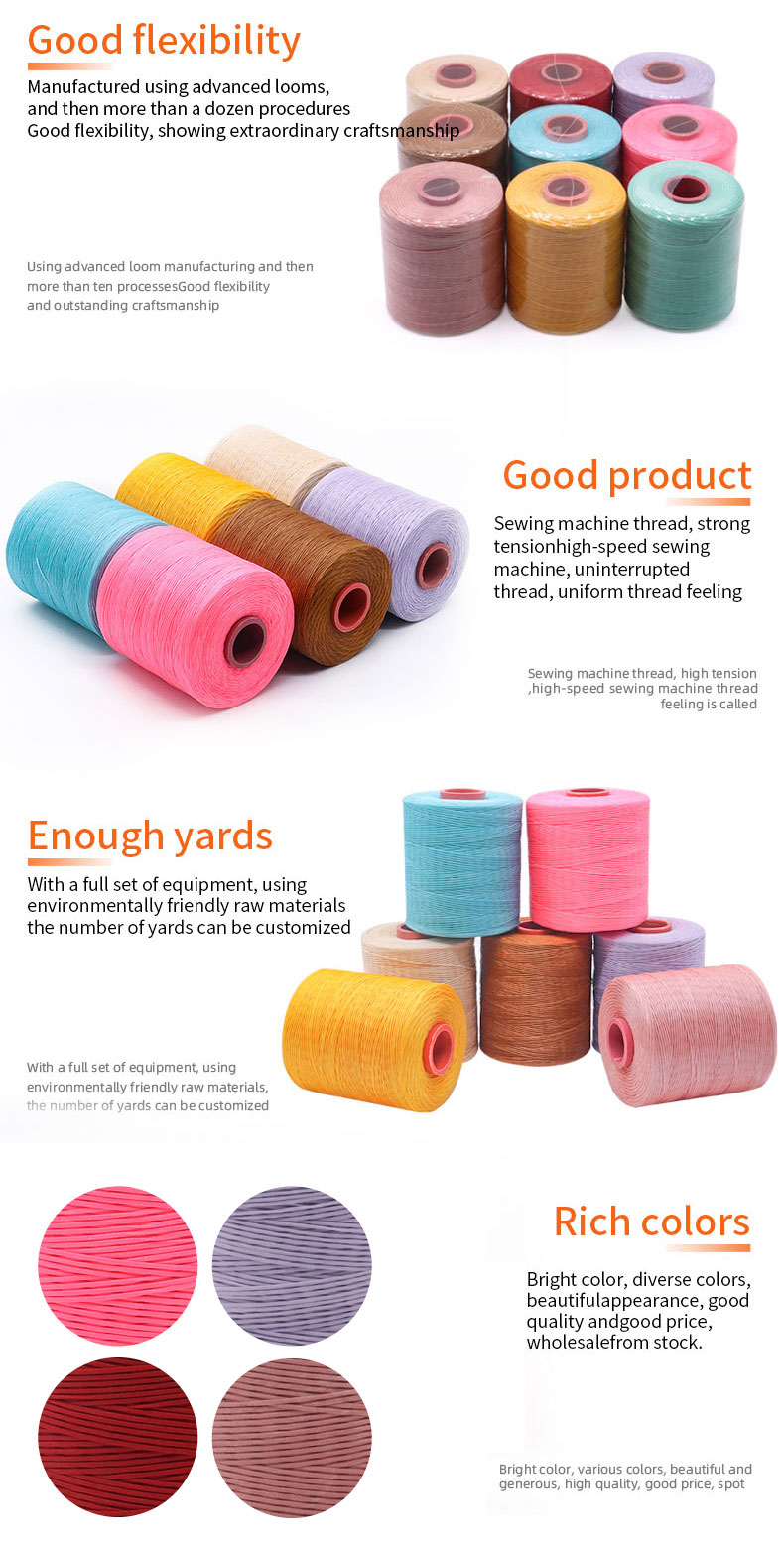 Single Color Flat Wax String 210D Nylon Waxed Thread for Sewing Polyester Thread