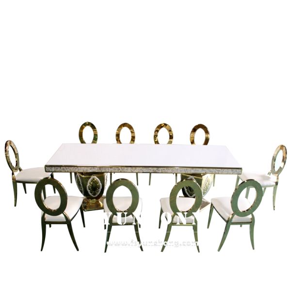 New Design Wedding Stainless Steel Dining Table Gold Metal Table for Event Dining