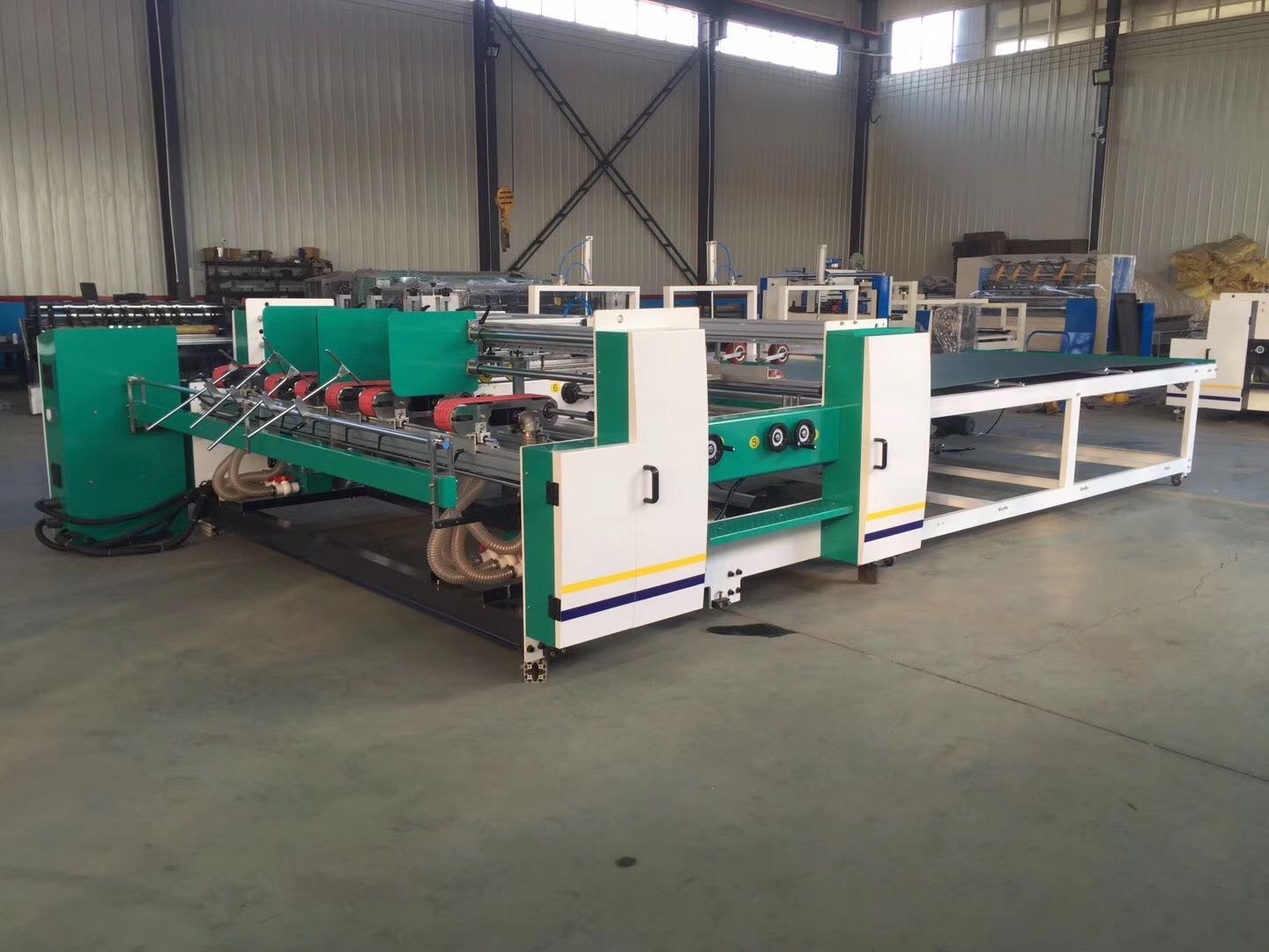 high speed double piece corrugated cardboard paper board folder gluer machine