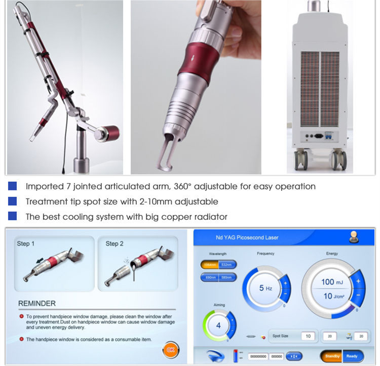 10Hz 532nm picocare Laser Tattoo Removal Machine 600ps