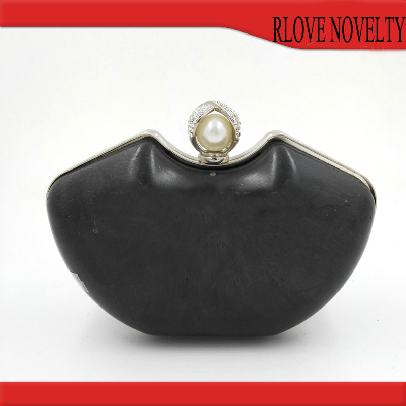 Handbag hardware custom nickel color pearl decoration head metal box clutch frame purse frame