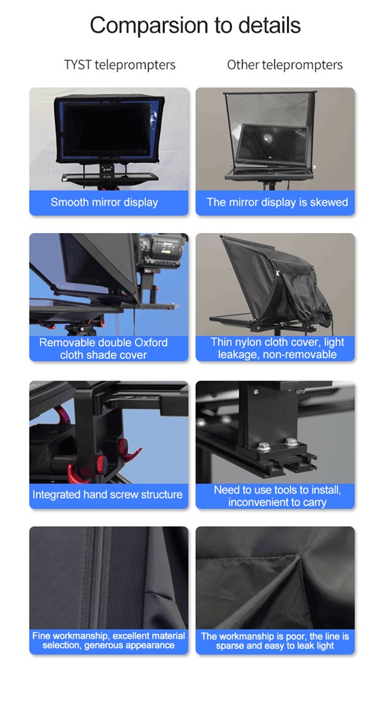 Self-Check Dual Screen 24" Autocue Teleprompter for Broadcasting Studio OEM/ODM Supported