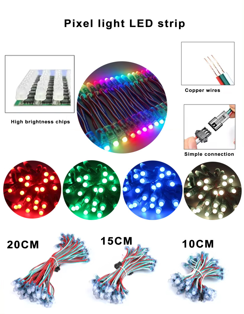 Factory Full Color Programmable DC5V WS2811 RGB Pixel Light String Waterproof IP68 9mm 12mm Led String