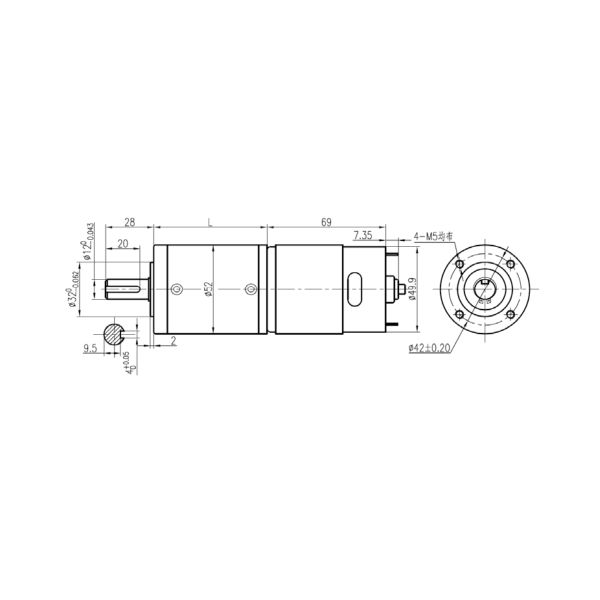 Mirco 12 Volt Right Angle Gear Motor 2.0Nm - 30.0Nm Torque Range D5068PLG