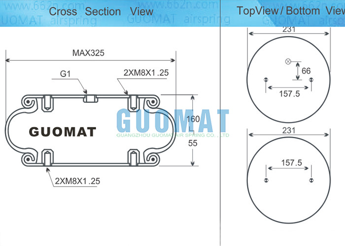 FS 330-14 Contitech Crimped Convoluted Air Springs G1 Air Fitting Pneumatic Bellows Actuators