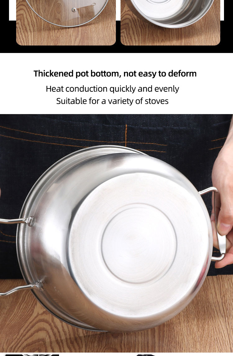 Hot Sale Kitchenware 3pcs Cookware Set Round Nonstick Stainless 410 Soup Pot Cooking Pot Set Custom Pots And Pans