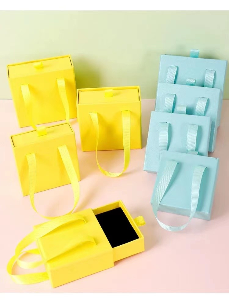 Gold Silver Foil Logo Paper Jewellery Packaging Sliding Drawer Box 9x9x3.4cm 8x8x3.2cm