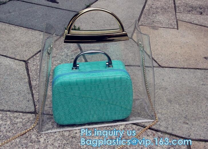 customized clear pvc tote bag handbag, Trendy Lady Handbags with Zipper Handle Shoulder Tote Bag, Envelope Clutch Bag Ha