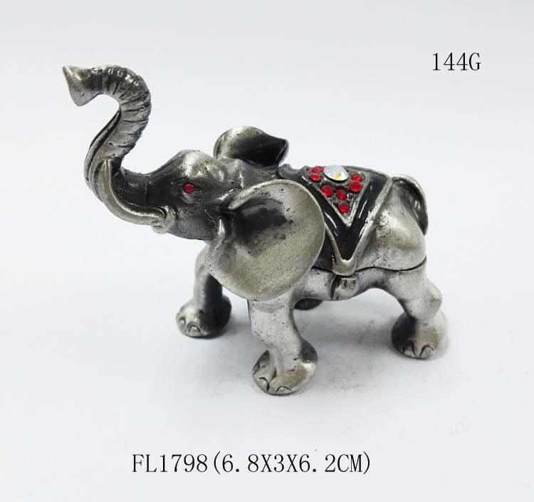 Elephant Metal Crystal Rhinestone Jewelry Box Elephant Trinket Boxes