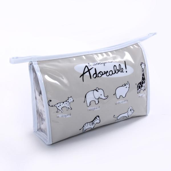 Customized Printed Travel Cosmetic Bags for Women , PVC Makeup Bags With Metal