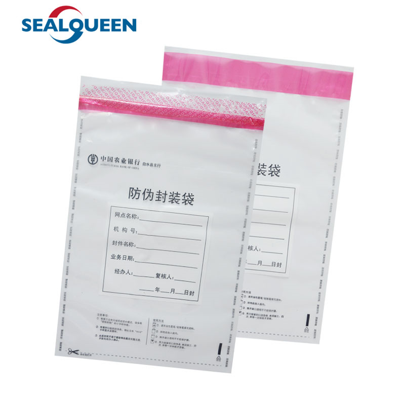 Self Sealing Plastic Tamper Evidence Deposit Cash Bag Tamper Proof Money Bag