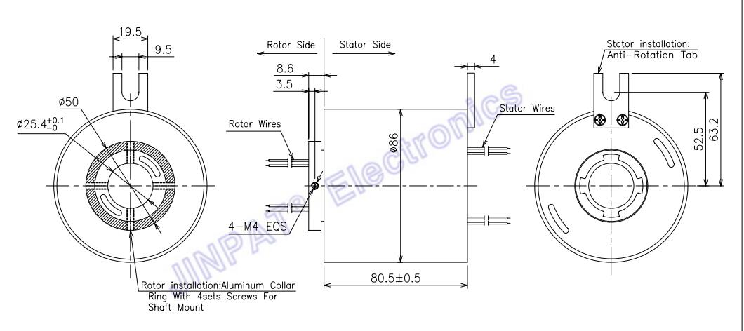 Compact Slip Ring 12 Circuits 10A Hole Diameter 24.5mm