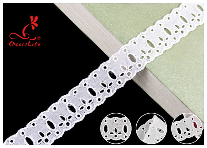 Original Cotton Lace Fabric Trim With Double Scalloped Edge Via SGS