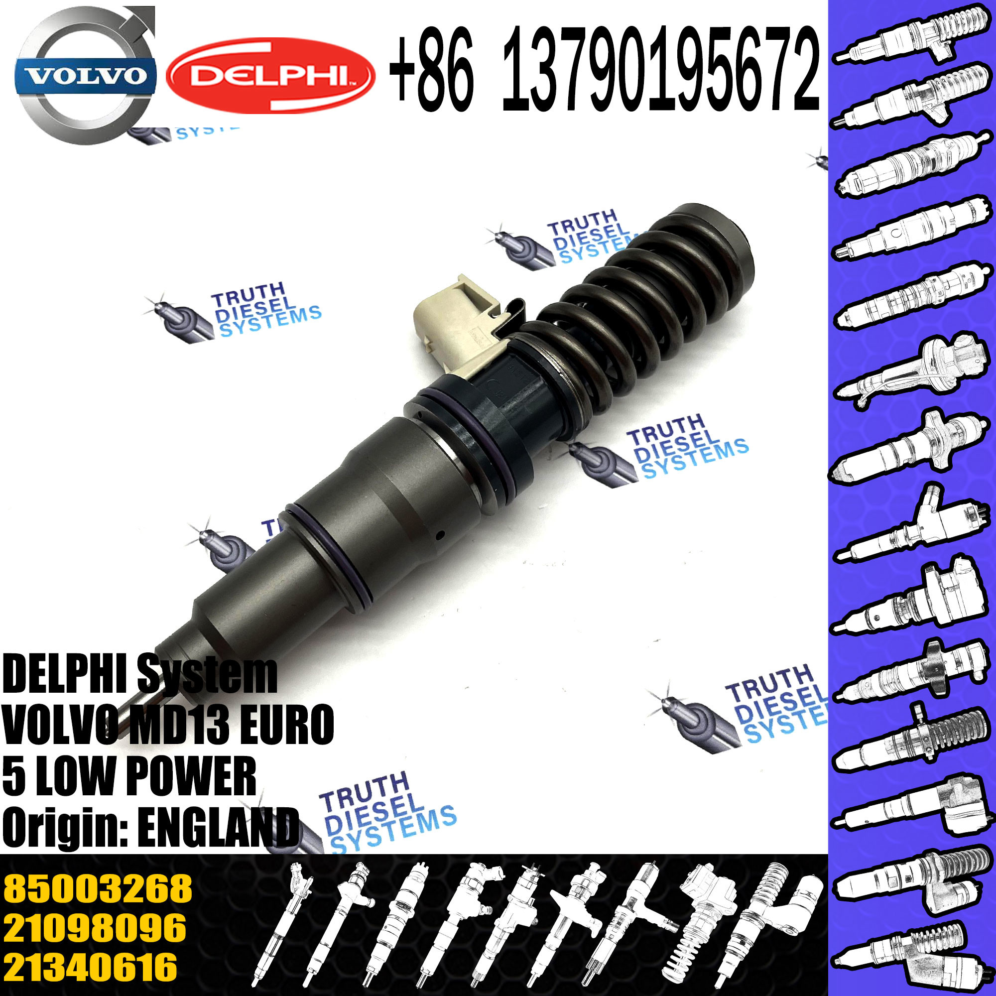 High Quality Diesel Fuel Injector 21098096 7421340616 21340616 85003268 BEBE4D25001 For VOL MD13 EURO 5 LOW POWER
