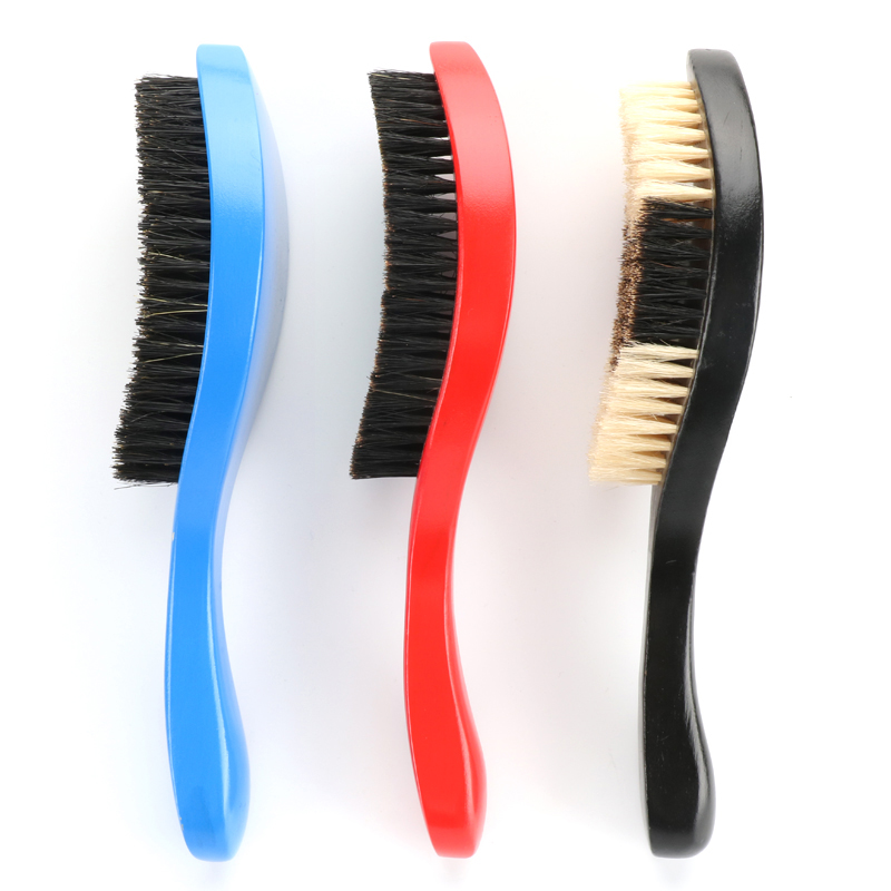 Custom Logo 360 Wave Brush Long Wooden Handle For Men Soft Hard Boar Bristle