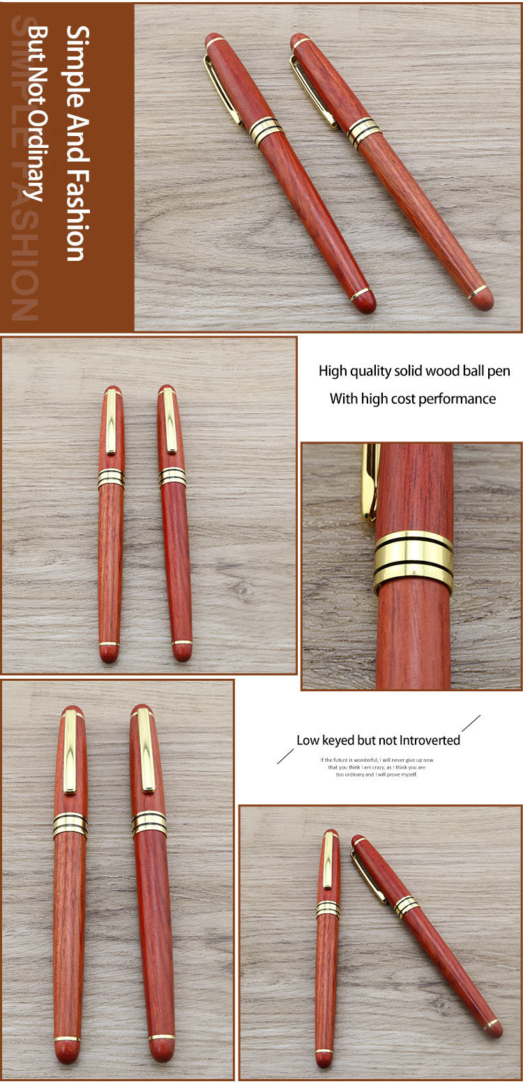 Red Sandalwood Luxury Roller Ball Pen 0.5mm Business Roller Pen With Gold Accessories