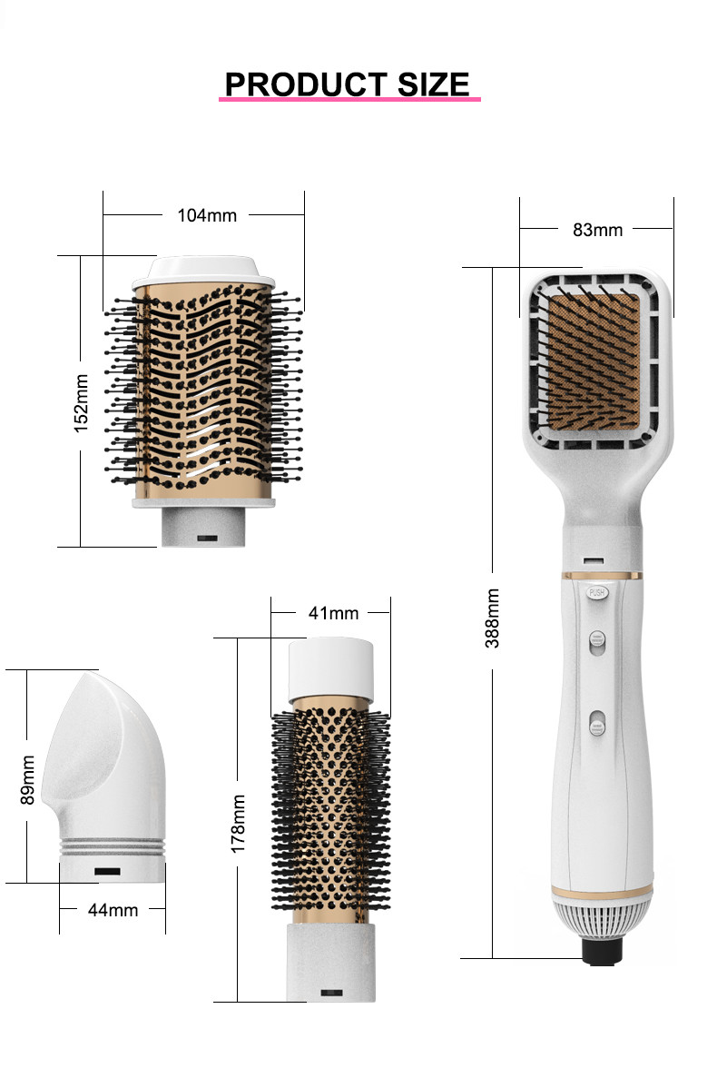 Interchangeable Hair Straightener And Curler Brush 2.5m Power cord