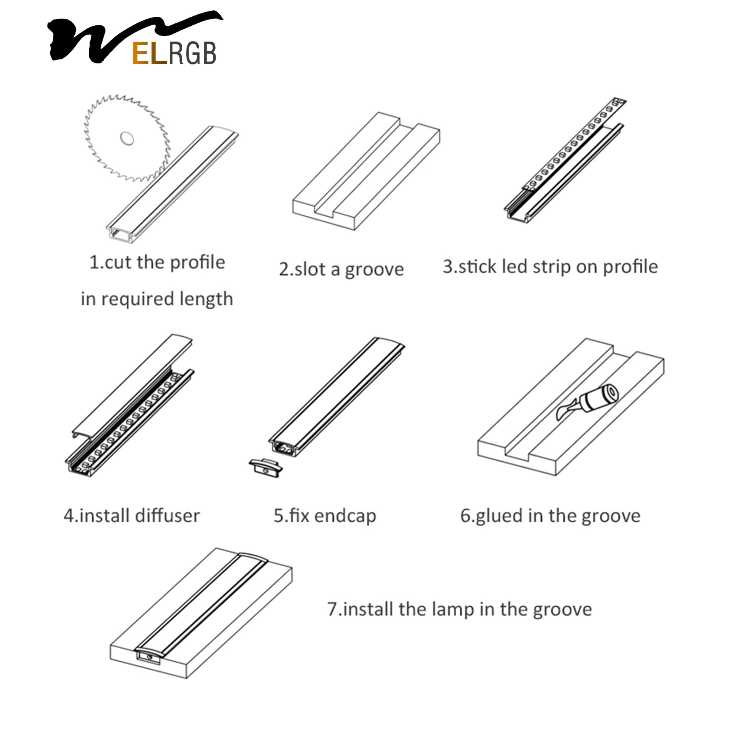 U Shape Led Aluminum Profile LED Strip Light Parts Aluminum Channel For Led Strips