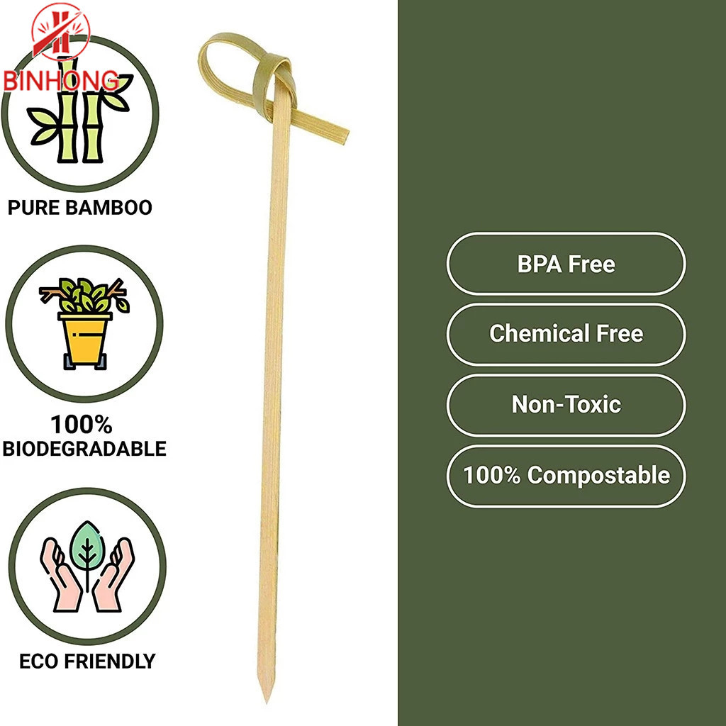 Convenient AB Grade 12cm Knotted Bamboo Skewers