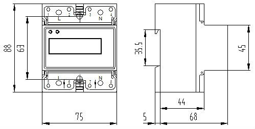 Single Phase Din Rail Energy Meter Digital Kwh Meter