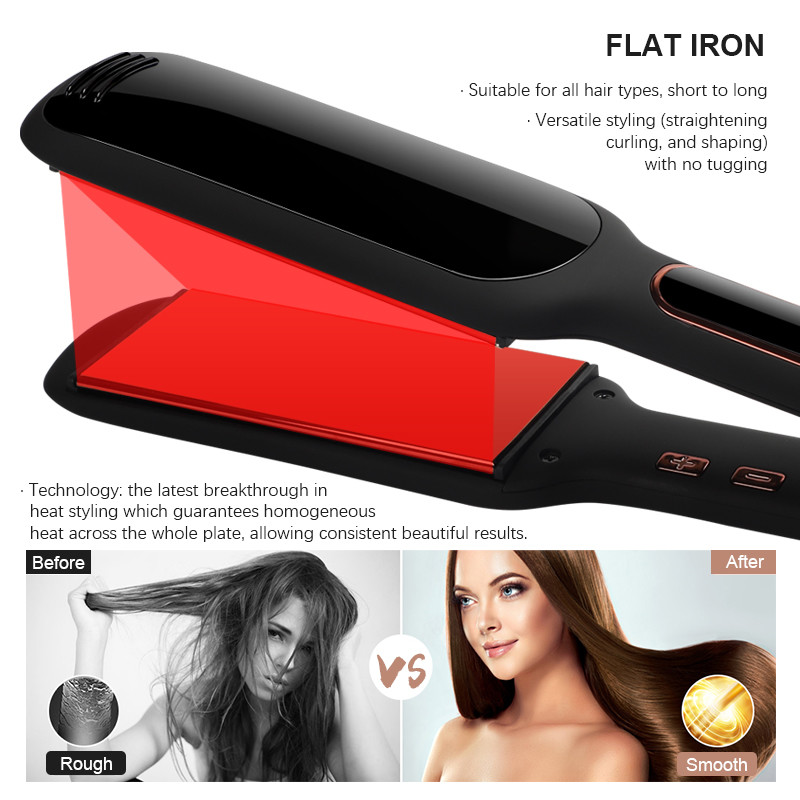 Tourmaline Ceramic Coating Anion Hair Straightener Flat Iron Salon Tool