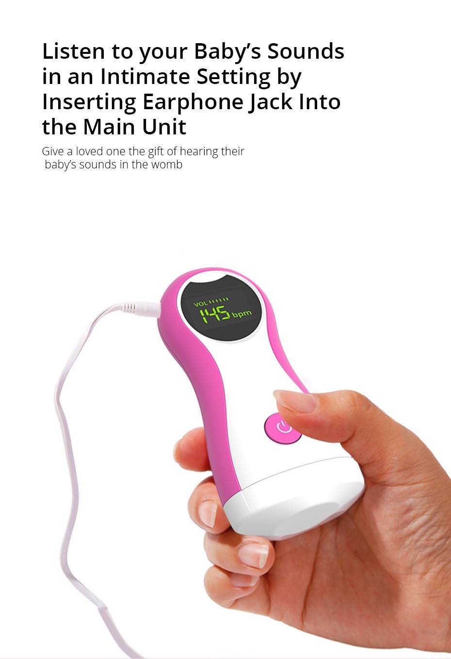 Portable Home Pregnancy Doppler Fetal Baby Ultrasonic Doppler Fetal Heartbeat Detector