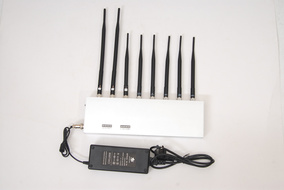 Cell Phone Signal Jammer + GPS + WIFI + Walkie Talkie / Wireless Earphone (8 antennas)