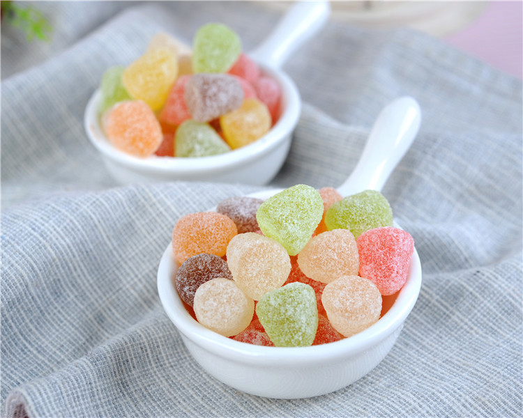 Bulk Chewable Vitamin C Pectin Gummy Candy With Sugar Coating Mixed Flavor