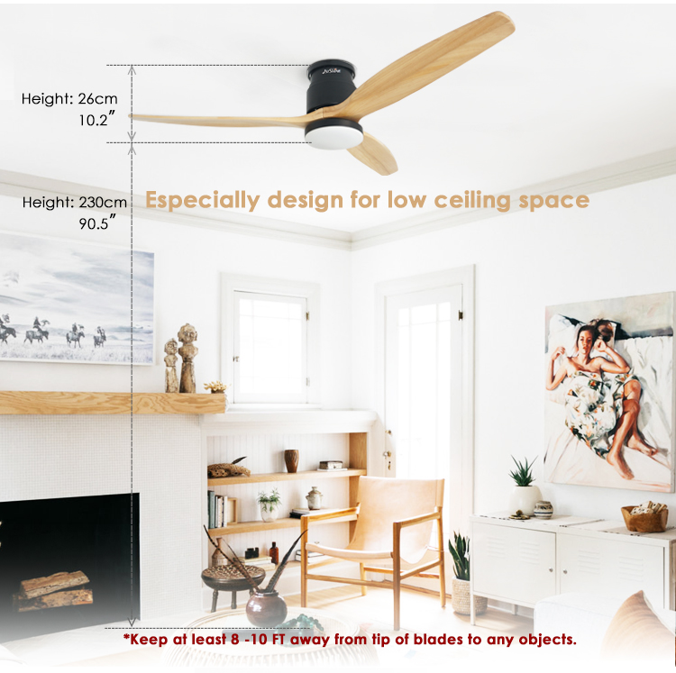 Modern Design Wooden Blades DC Ceiling Fan with Reversible Function and Remote Control