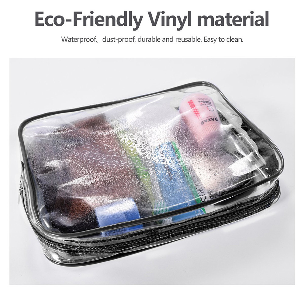 Waterproof Unisex 3pcs Clear Vinyl PVC Makeup Pouch