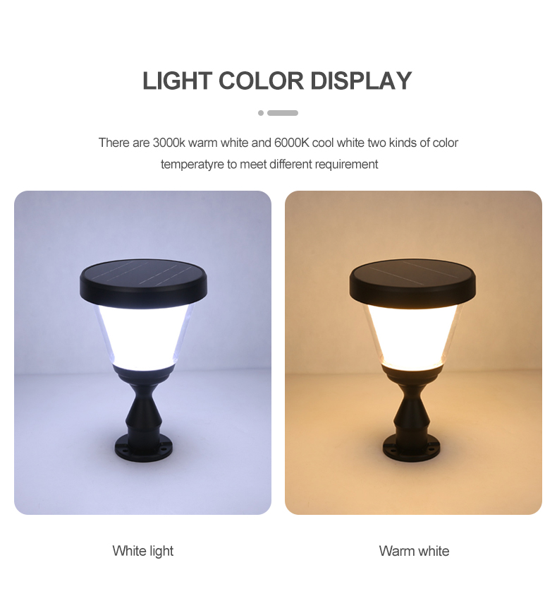Aluminum Landscape Outdoor Garden Solar Light Light Control 3000k 6000k For Gate Pillar