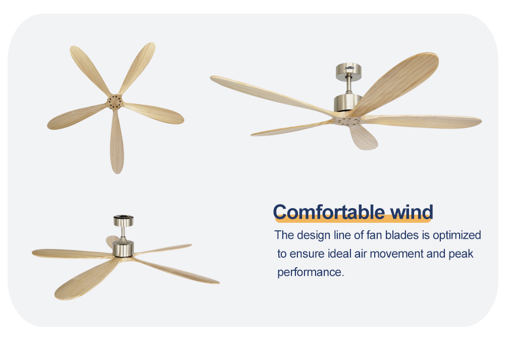 5 Solid Wood Silent DC Motor Remote Control Ceiling Fans for Private Mold Cooling Air