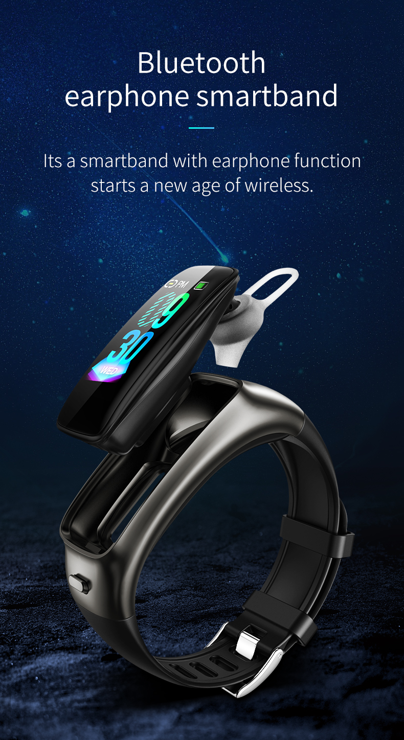 Smart 2 In 1 BT ECG Smart Watch IP67 Heart Rate Monitor Wristband