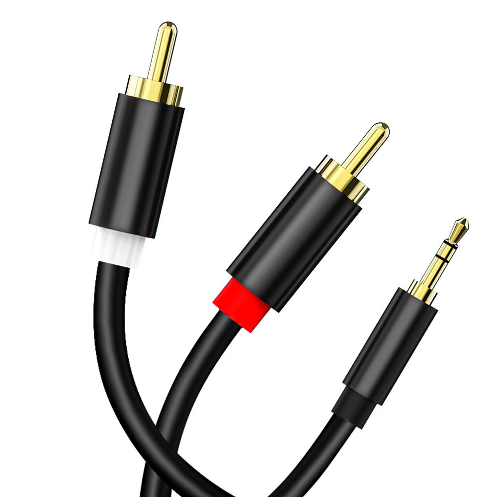 Smartphones 3.5mm To 2RCA Audio And Video Cable 24k Gold Plated