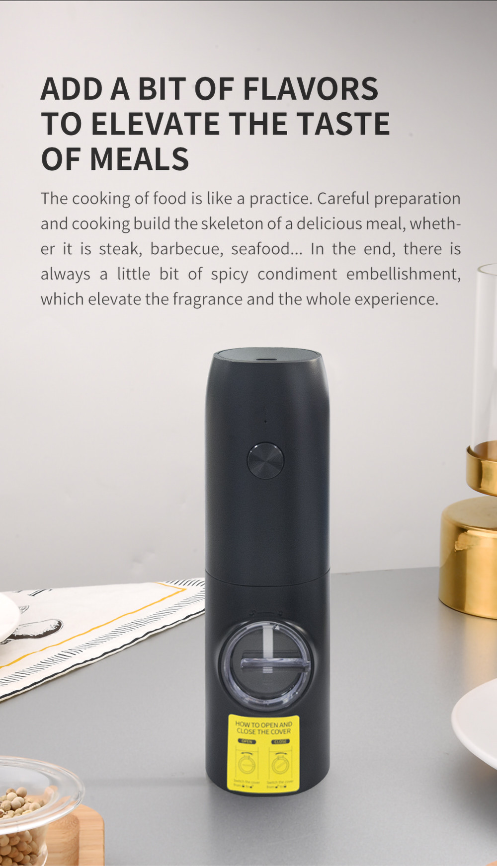 Battery Powered Coffee Grinder Adjustable Coarseness 70ml Capacity