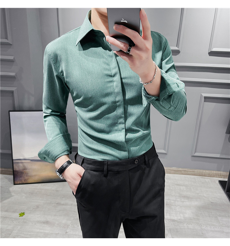 Weaving method woven 100% Cotton Business Dress Button Down Casual Shirts For Men Slim Fit