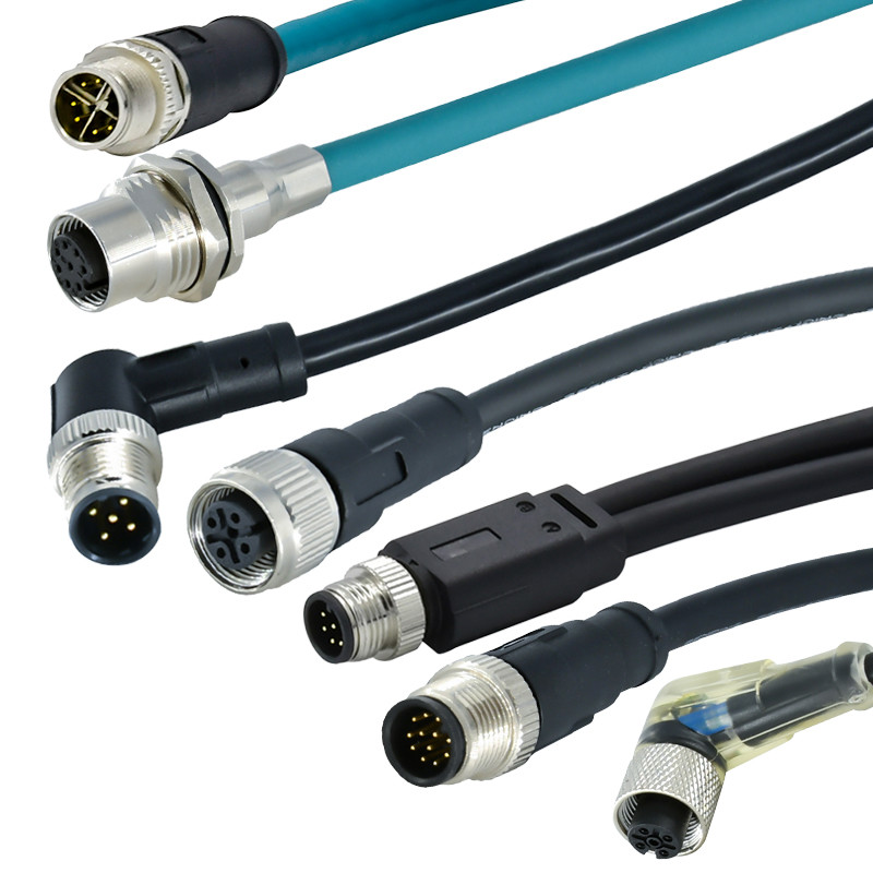 A B D X Coded 3 - 17 Pin M12 Cable Connectors Solder Locking Industrial Standard