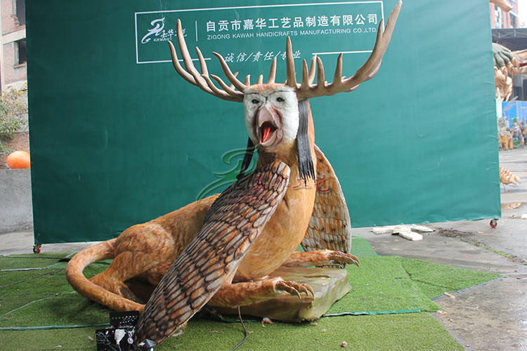 Outdoor Realistic Animatronic Dinosaur Interesting Brown Color Monster