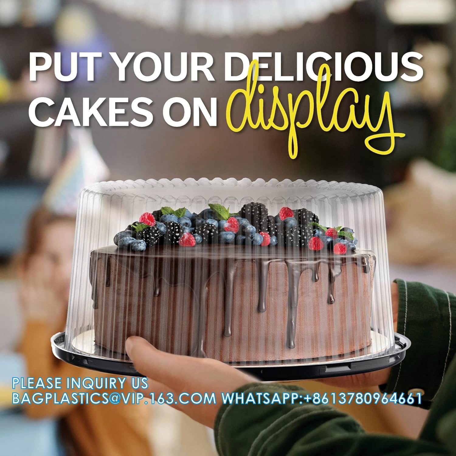 10-11" Plastic Disposable Cake Containers Carriers With Dome Lids And Cake Boards Cake Carriers For Transport