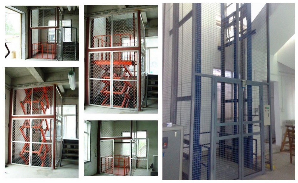 CE 5.5m Vertical Hydraulic Elevator Lift with Guide Rail Checkered steel plate Platform