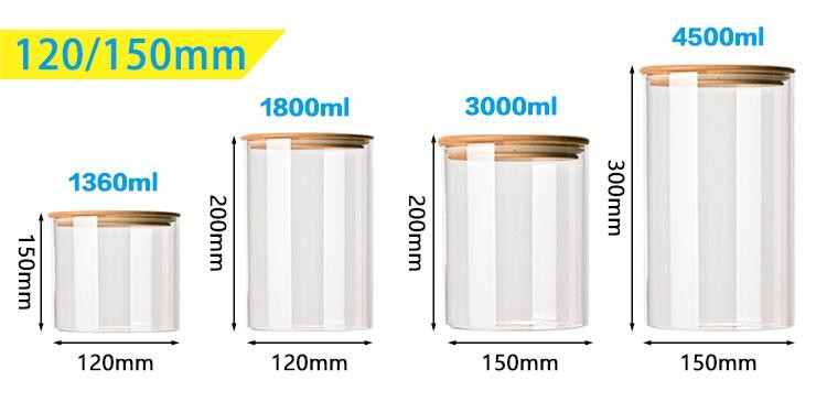 High Borosilicate Glass Jars 300ml Kitchen Canisters With Pantry Cork Lid