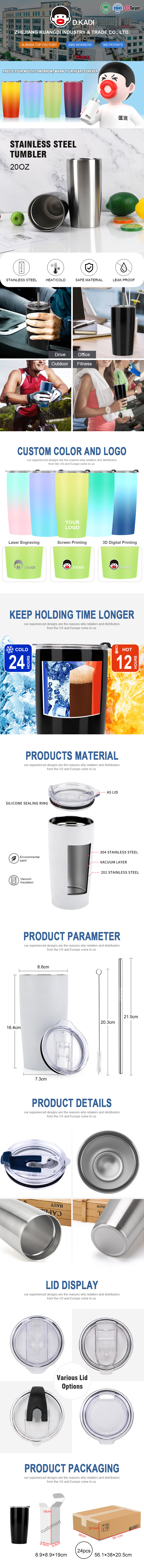 20OZ Double Wall Vacuum Insulated Coffee Travel Sublimation Tumbler Mug